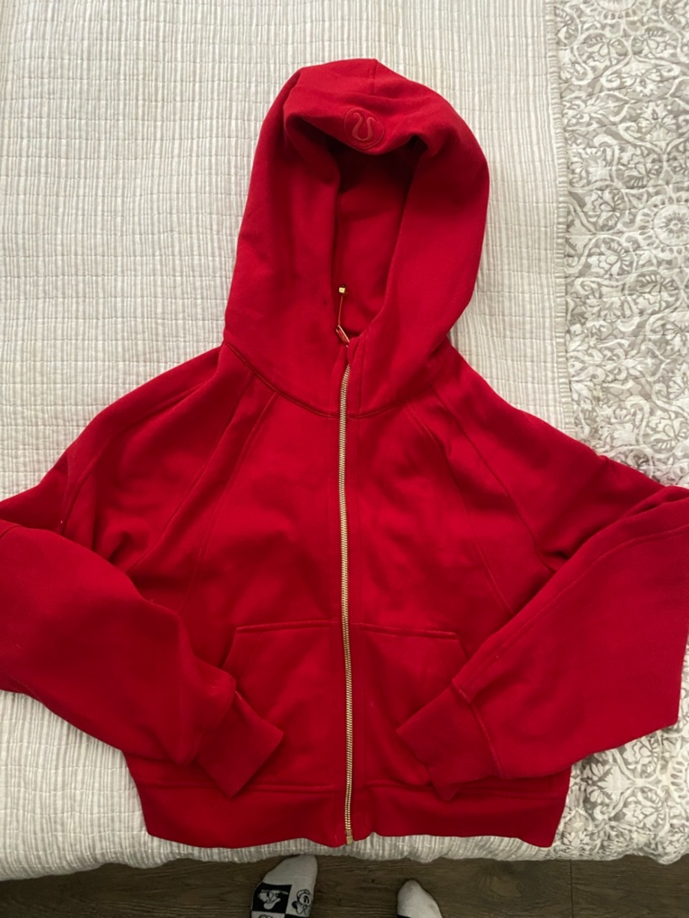 Lululemon Red Zip-Up Hoodie with Subtle Logo